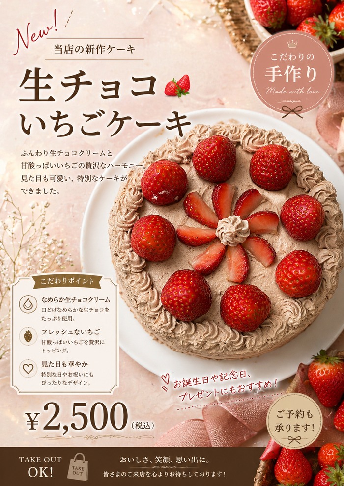 チラシサンプル：生チョコいちごケーキ